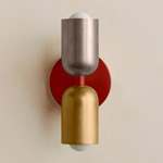 Up Down Slim Wall Sconce - Oxide Red Canopy / Pewter Upper Shade