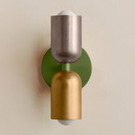 Up Down Slim Wall Sconce - Reed Green Canopy / Pewter Upper Shade