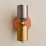 Up Down Slim Wall Sconce - Peach Canopy / Pewter Upper Shade