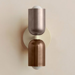 Up Down Slim Wall Sconce - Bone Canopy / Pewter Upper Shade