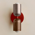 Up Down Slim Wall Sconce - Oxide Red Canopy / Pewter Upper Shade