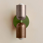 Up Down Slim Wall Sconce - Reed Green Canopy / Pewter Upper Shade