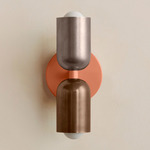 Up Down Slim Wall Sconce - Peach Canopy / Pewter Upper Shade