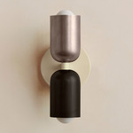 Up Down Slim Wall Sconce - Bone Canopy / Pewter Upper Shade