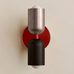 Up Down Slim Wall Sconce - Oxide Red Canopy / Pewter Upper Shade