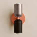 Up Down Slim Wall Sconce - Peach Canopy / Pewter Upper Shade