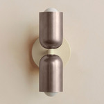 Up Down Slim Wall Sconce - Bone Canopy / Pewter Upper Shade