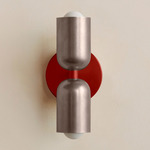 Up Down Slim Wall Sconce - Oxide Red Canopy / Pewter Upper Shade