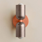 Up Down Slim Wall Sconce - Peach Canopy / Pewter Upper Shade