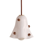 Fazzo Petite Pendant - Brass / Opaline with Amber Embellishments