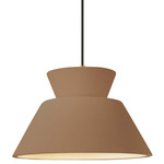 Radiance Trapezoid Large Cord Hung Pendant - Antique Brass / Adobe