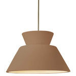 Radiance Trapezoid Large Stem Hung Pendant - Antique Brass / Adobe