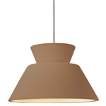 Radiance Trapezoid Large Stem Hung Pendant - Polished Chrome / Adobe
