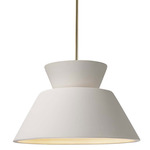 Radiance Trapezoid Large Stem Hung Pendant - Antique Brass / Bisque