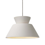 Radiance Trapezoid Large Stem Hung Pendant - Polished Chrome / Bisque