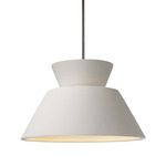 Radiance Trapezoid Large Stem Hung Pendant - Brushed Nickel / Bisque