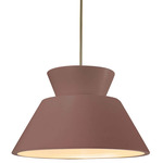 Radiance Trapezoid Large Stem Hung Pendant - Antique Brass / Canyon Clay