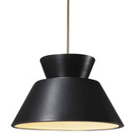 Radiance Trapezoid Large Stem Hung Pendant - Antique Brass / Carbon