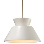 Radiance Trapezoid Large Stem Hung Pendant - Antique Brass / Matte White
