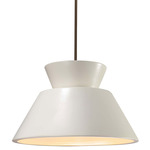 Radiance Trapezoid Large Stem Hung Pendant - Dark Bronze / Matte White