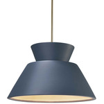 Radiance Trapezoid Large Stem Hung Pendant - Antique Brass / Midnight Sky