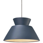 Radiance Trapezoid Large Stem Hung Pendant - Polished Chrome / Midnight Sky