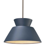 Radiance Trapezoid Large Stem Hung Pendant - Dark Bronze / Midnight Sky