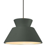 Radiance Trapezoid Large Cord Hung Pendant - Antique Brass / Pewter Green
