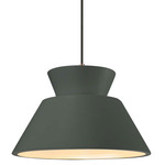 Radiance Trapezoid Large Cord Hung Pendant - Dark Bronze / Pewter Green