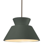 Radiance Trapezoid Large Stem Hung Pendant - Dark Bronze / Pewter Green