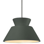 Radiance Trapezoid Large Cord Hung Pendant - Brushed Nickel / Pewter Green