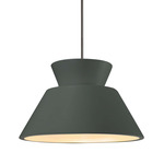 Radiance Trapezoid Large Stem Hung Pendant - Brushed Nickel / Pewter Green