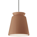 Radiance Trapezoid Tall Black Cord Pendant - Polished Chrome / Adobe