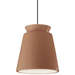 Radiance Trapezoid Tall Black Cord Pendant - Brushed Nickel / Adobe