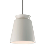 Radiance Trapezoid Tall Black Cord Pendant - Antique Brass / Bisque