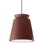 Radiance Trapezoid Tall Black Cord Pendant - Polished Chrome / Canyon Clay