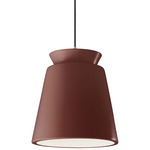 Radiance Trapezoid Tall Black Cord Pendant - Brushed Nickel / Canyon Clay