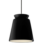 Radiance Trapezoid Tall Black Cord Pendant - Polished Chrome / Carbon