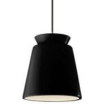 Radiance Trapezoid Tall Black Cord Pendant - Brushed Nickel / Carbon