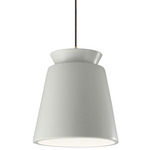 Radiance Trapezoid Tall Black Cord Pendant - Antique Brass / Matte White