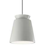 Radiance Trapezoid Tall Black Cord Pendant - Brushed Nickel / Matte White