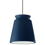 Radiance Trapezoid Tall Black Cord Pendant - Brushed Nickel / Midnight Sky
