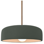 Radiance Spire Stem Hung Pendant - Brushed Brass / Pewter Green