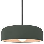 Radiance Spire Stem Hung Pendant - Matte Black / Pewter Green