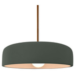 Radiance Spire Stem Hung Pendant - Brushed Brass / Pewter Green
