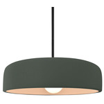 Radiance Spire Stem Hung Pendant - Matte Black / Pewter Green