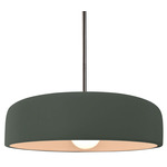 Radiance Spire Stem Hung Pendant - Brushed Nickel / Pewter Green