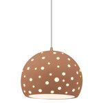 Perforated Globe White Cord Pendant - Antique Brass / Adobe
