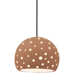 Perforated Globe Stem Hung Pendant - Polished Chrome / Adobe