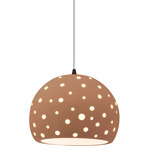 Perforated Globe White Cord Pendant - Dark Bronze / Adobe